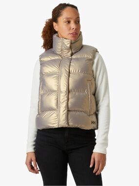 Helly Hansen NWT Women’s Metallic Jade Puffer Vest - Gold/Lynx Size Large